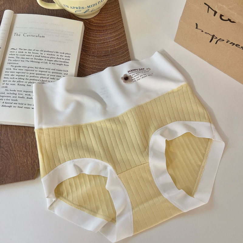 Női pamut magas derekú alsónemű, has támasztás, lélegző és vékony, 80-90% pamut, hullámpont mintázat