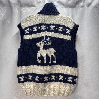 Női gyapjú ujjatlan kardigán cipzárral, kézzel kötött, Fair Isle reindeer mintával, koreai stílusú