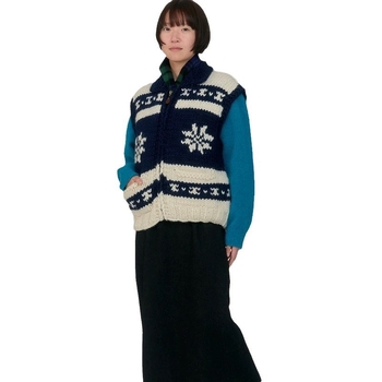Női gyapjú ujjatlan kardigán cipzárral, kézzel kötött, Fair Isle reindeer mintával, koreai stílusú