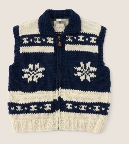 Női gyapjú ujjatlan kardigán cipzárral, kézzel kötött, Fair Isle reindeer mintával, koreai stílusú