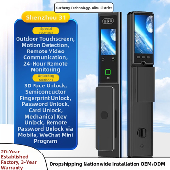 Smart zámok dverí s dvojitým displejom CNC gravírovanie, 3D rozpoznávanie tváre, prístup podľa odtlačku a hesla, proti krádeži, AC napájanie