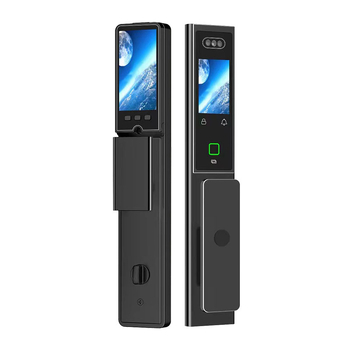 Smart zámok dverí s dvojitým displejom CNC gravírovanie, 3D rozpoznávanie tváre, prístup podľa odtlačku a hesla, proti krádeži, AC napájanie