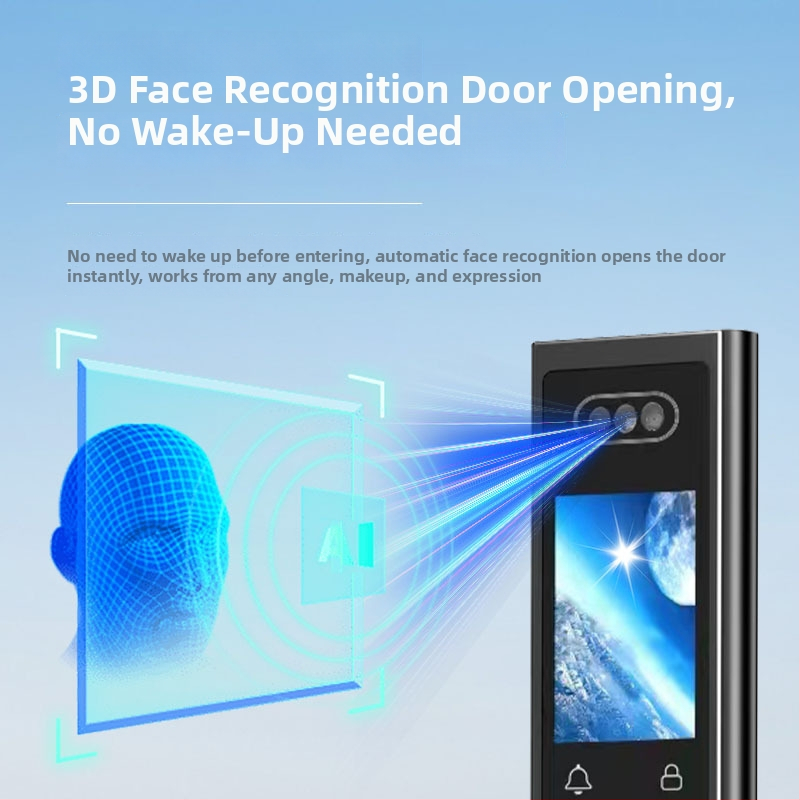 Smart zámok dverí s dvojitým displejom CNC gravírovanie, 3D rozpoznávanie tváre, prístup podľa odtlačku a hesla, proti krádeži, AC napájanie