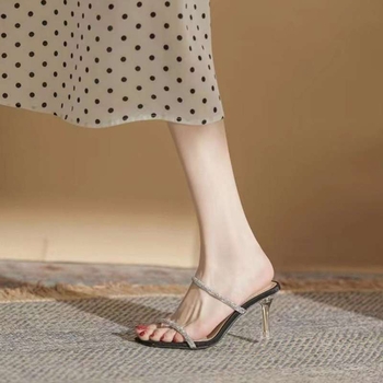 Sandale dama cu platformă cu cristale – stil coreean, PU partea superioară, talpă din cauciuc.