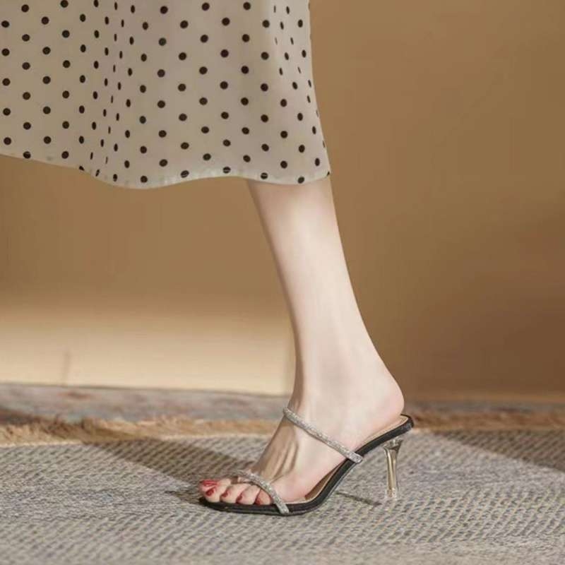 Sandale dama cu platformă cu cristale – stil coreean, PU partea superioară, talpă din cauciuc.