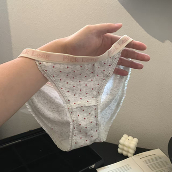 Chiloți din bumbac pentru fete, cu inserții de dantelă și imprimeu cu buline, respirabili, talie joasă, căptușeală din bumbac