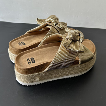 Sandale Slip-On cu talpă groasă, partea superioară din piele intoarsă, talpă EVA, vârf rotund, stil casual zilnic, vară 2025