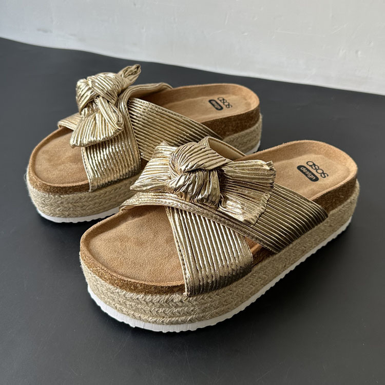 Sandale Slip-On cu talpă groasă, partea superioară din piele intoarsă, talpă EVA, vârf rotund, stil casual zilnic, vară 2025