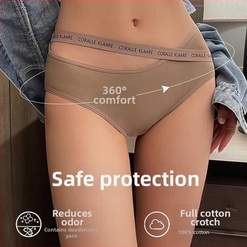 Chiloți de damă din bumbac cu talie joasă, respirabili, antibacteriale, cu model text, căptușeală din bumbac