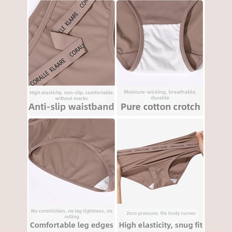 Chiloți de damă din bumbac cu talie joasă, respirabili, antibacteriale, cu model text, căptușeală din bumbac
