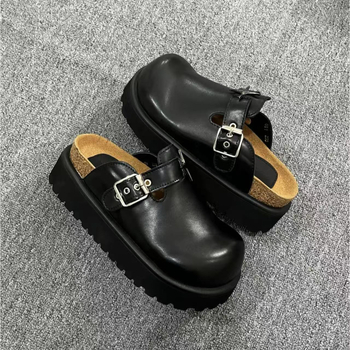 Sandale în stil Birkenstock, unisex, talpă groasă, vârf rotund, partea superioară și căptușeala din Super fiber, talpă din cauciuc, Baotou, vară 2025