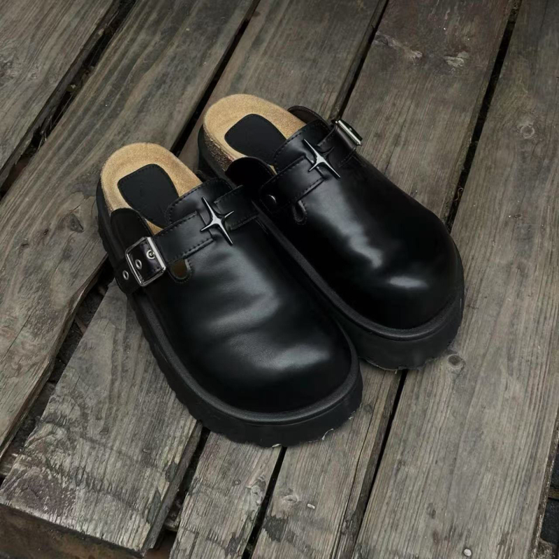 Sandale în stil Birkenstock, unisex, talpă groasă, vârf rotund, partea superioară și căptușeala din Super fiber, talpă din cauciuc, Baotou, vară 2025