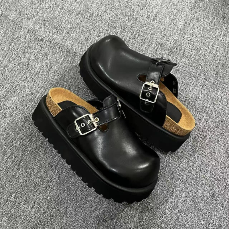 Sandale în stil Birkenstock, unisex, talpă groasă, vârf rotund, partea superioară și căptușeala din Super fiber, talpă din cauciuc, Baotou, vară 2025