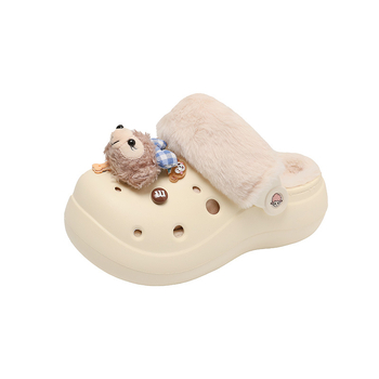 Női medve mintás klumpa, EVA felső rész, vastag EVA talp, műszőrmés bélés, zárt orr