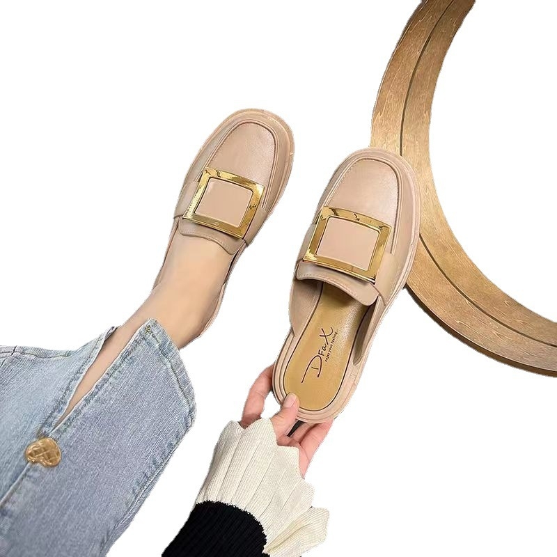 Női I-alakú papucs PVC felsőrész, PVC talp, PU belső, Baotou orrforma, mindennapi stílus