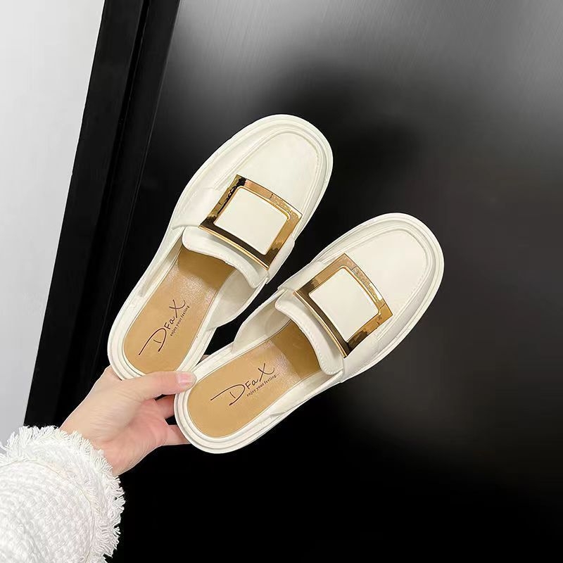 Női I-alakú papucs PVC felsőrész, PVC talp, PU belső, Baotou orrforma, mindennapi stílus