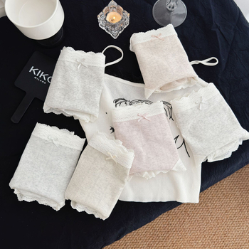 Matcha Girl francia stílus patchwork csipke áttört, pamut légáteresztő középmagasságú alsónemű lányoknak