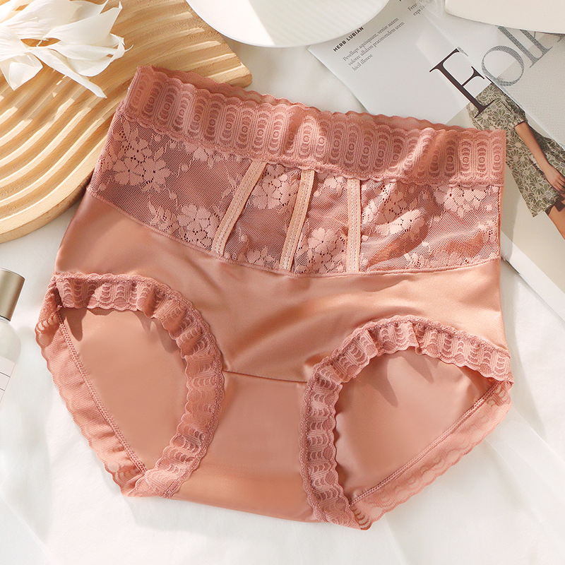 Ženske gaćice visokog struka od Ice Silk, antibakterijske, prozračne, jednobojne, satenski završetak