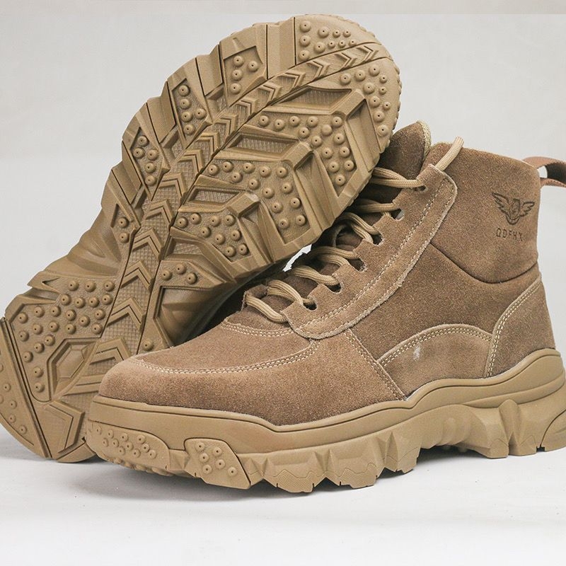 Ghete de iarnă pentru bărbați, din nubuk piele, căptușeală din blană de oaie integrată, înalți, talpă de cauciuc antiderapant, vârf rotund