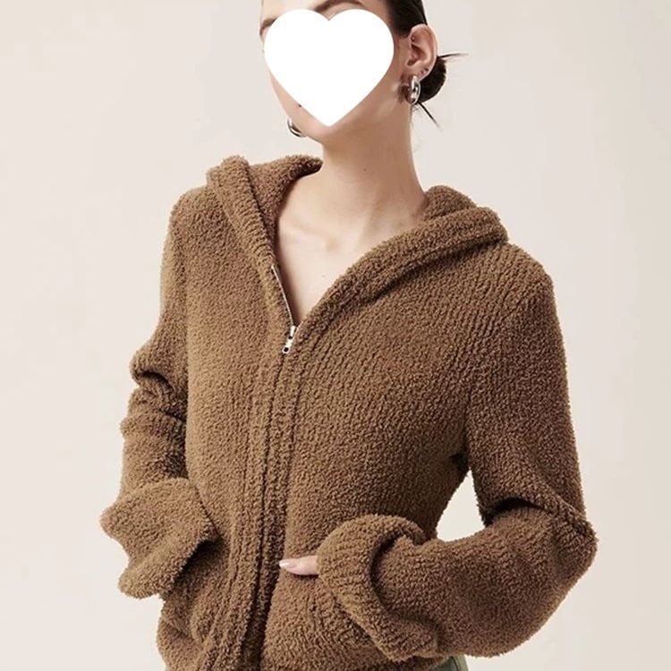 Pulover s kapuljom od Chenille-Spandex, rukavima princeze, proljeće 2025