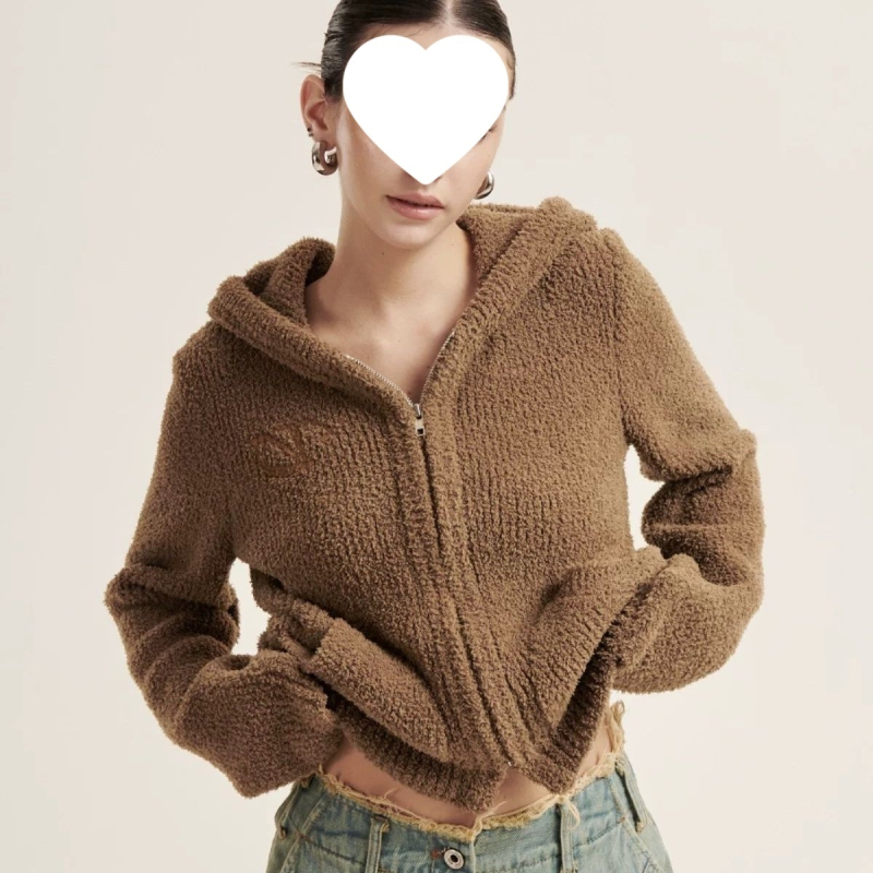Pulover s kapuljom od Chenille-Spandex, rukavima princeze, proljeće 2025