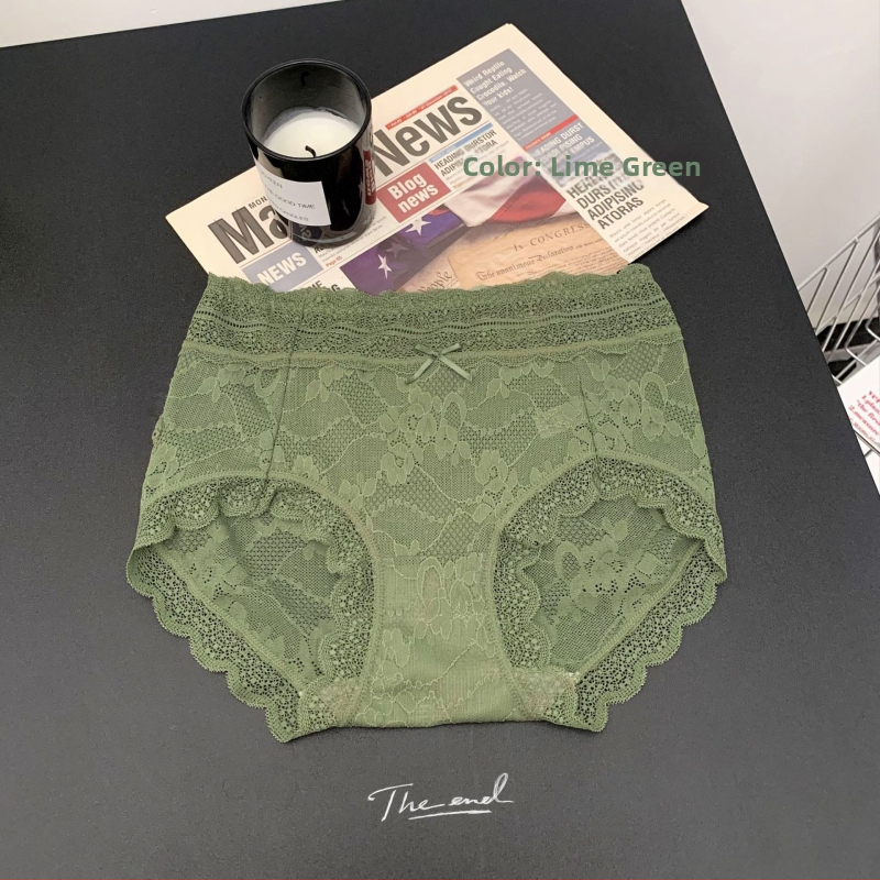 Δαντελένια γυναικεία βρακάκια μέσης, χωρίς ίχνη, διαπνέοντα και αντιβακτηριακά; κύριο ύφασμα: δαντελέλα (νάιλον); επένδυση: βισκόζη; μονόχρωμο σχέδιο