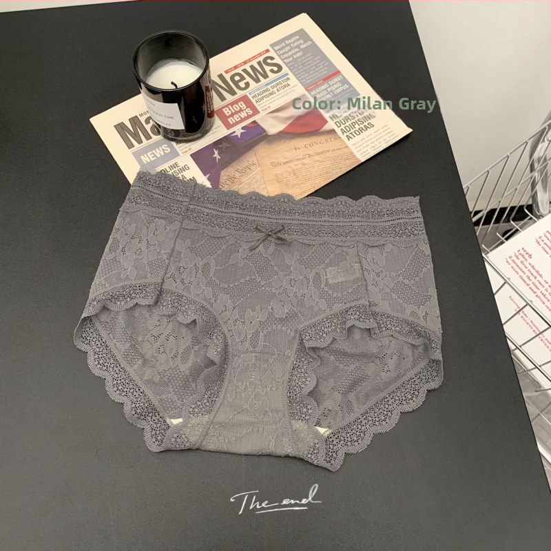 Δαντελένια γυναικεία βρακάκια μέσης, χωρίς ίχνη, διαπνέοντα και αντιβακτηριακά; κύριο ύφασμα: δαντελέλα (νάιλον); επένδυση: βισκόζη; μονόχρωμο σχέδιο