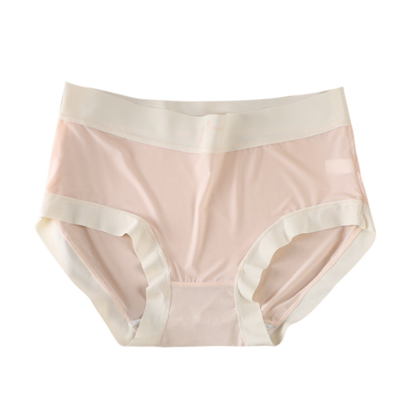 Ženske gaćice Ice Silk, srednji dio struka, prozračne, color-block uzorak, 80–90% najlona, 100% pamuk u preponama