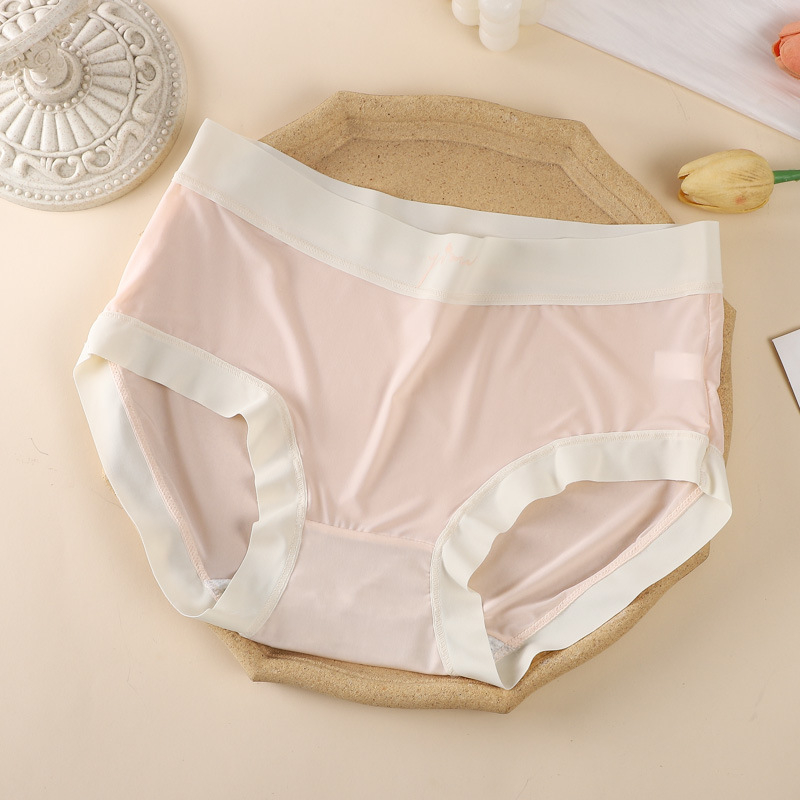 Ženske gaćice Ice Silk, srednji dio struka, prozračne, color-block uzorak, 80–90% najlona, 100% pamuk u preponama