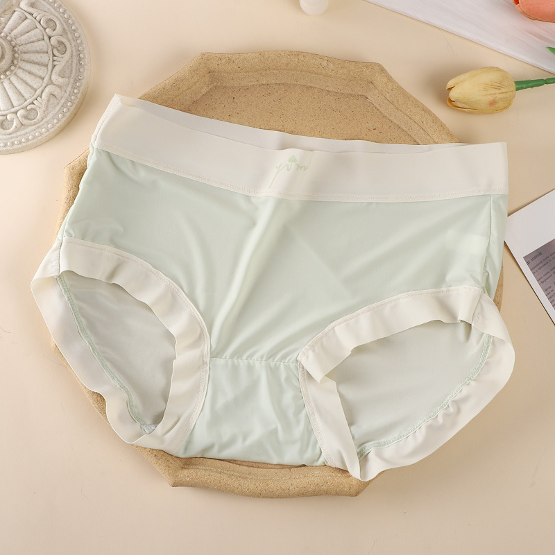 Ženske gaćice Ice Silk, srednji dio struka, prozračne, color-block uzorak, 80–90% najlona, 100% pamuk u preponama