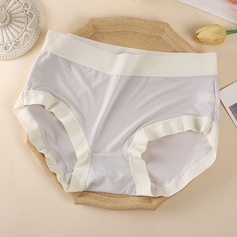 Ženske gaćice Ice Silk, srednji dio struka, prozračne, color-block uzorak, 80–90% najlona, 100% pamuk u preponama
