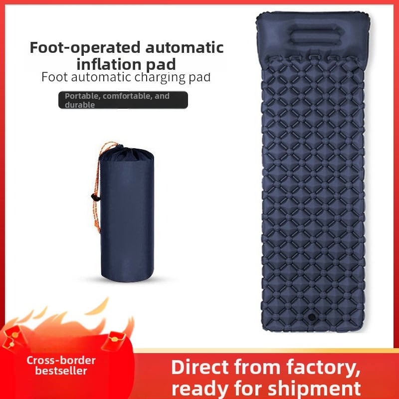 Φουσκωτό στρώμα κάμπινγκ με πόδι για φούσκωμα, TPU διαμαντοειδούς σχεδιασμού και ενσωματωμένη μαξιλαροθήκη, για 1 άτομο, 600 g