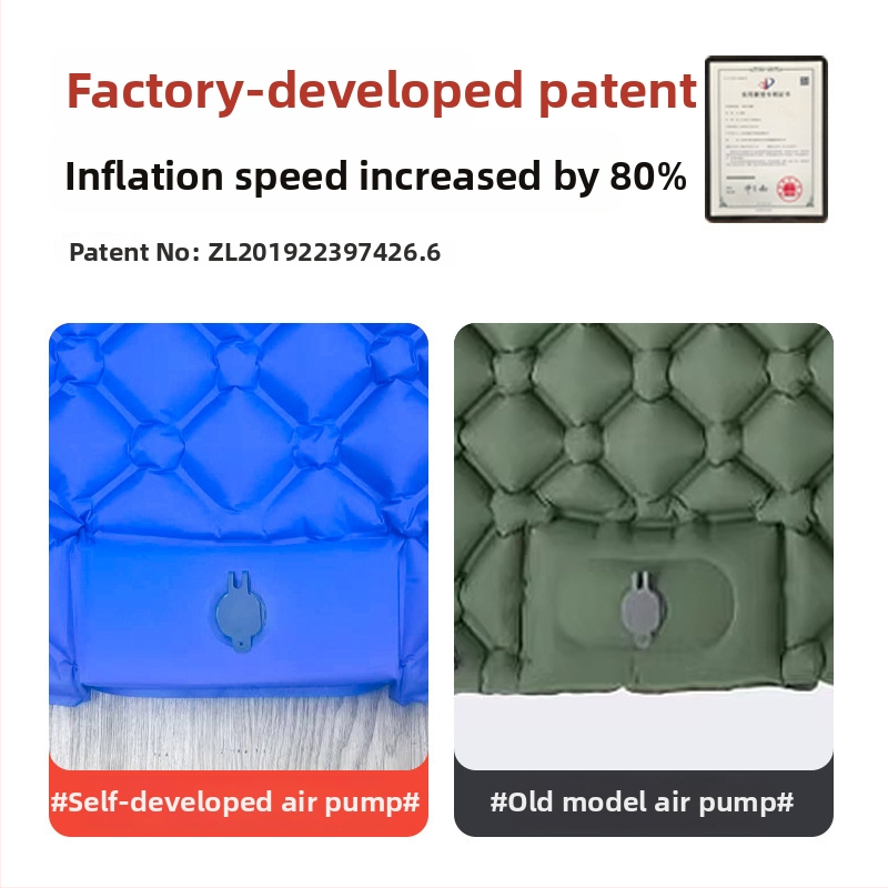 Φουσκωτό στρώμα κάμπινγκ με πόδι για φούσκωμα, TPU διαμαντοειδούς σχεδιασμού και ενσωματωμένη μαξιλαροθήκη, για 1 άτομο, 600 g