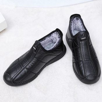 Tang Songfu muške zimske papuče od pamuka s fleesom, tople, slip-on s protukliznom PU potplatom, za unutarnju uporabu