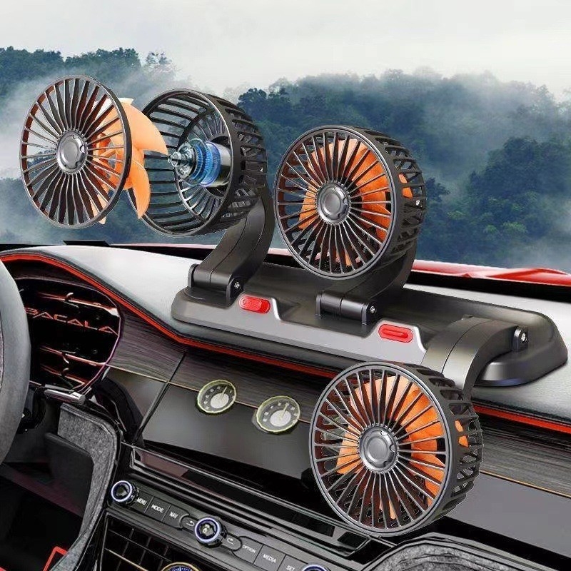Automobilski ventilator za montažu, 24V, tri glave, ultratiho, USB napajanje, za kombije i kamione