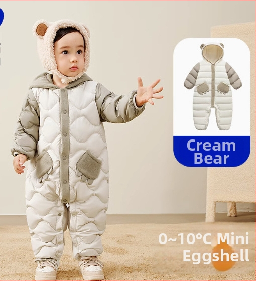 Detský zimný overal s páperovou výplňou a odnímateľnou kapucňou, pre deti 1–3 roky