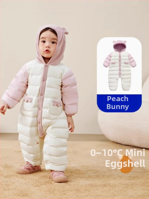 Detský zimný overal s páperovou výplňou a odnímateľnou kapucňou, pre deti 1–3 roky