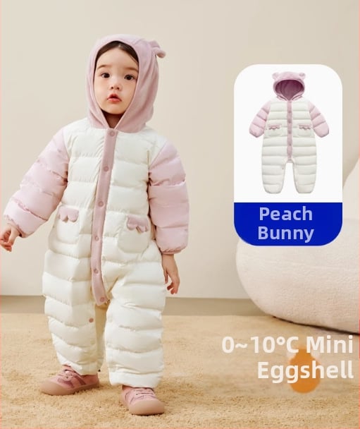 Detský zimný overal s páperovou výplňou a odnímateľnou kapucňou, pre deti 1–3 roky