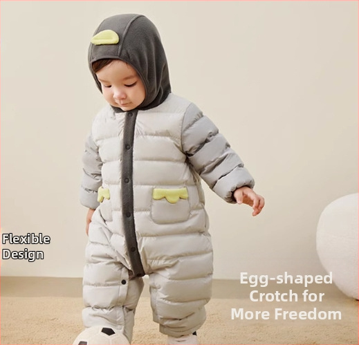 Detský zimný overal s páperovou výplňou a odnímateľnou kapucňou, pre deti 1–3 roky
