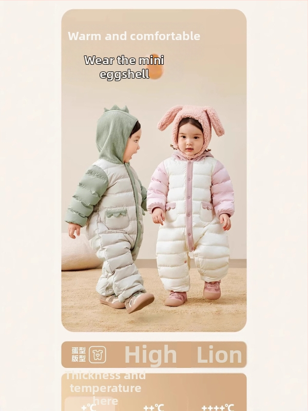 Detský zimný overal s páperovou výplňou a odnímateľnou kapucňou, pre deti 1–3 roky