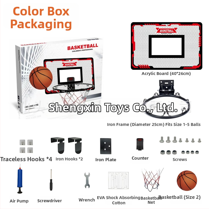 Gyerekeknek szánt vasöntvény kosárlabda keret beltéri és kültéri használatra – 1,8 kg, Sheng Xinda
