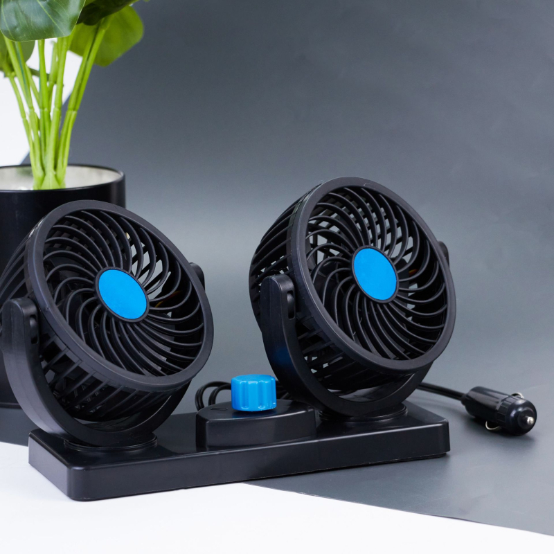 Automobilski ventilator USB 12V/24V, univerzalni, dvostruka glava, za auto i kućnu upotrebu