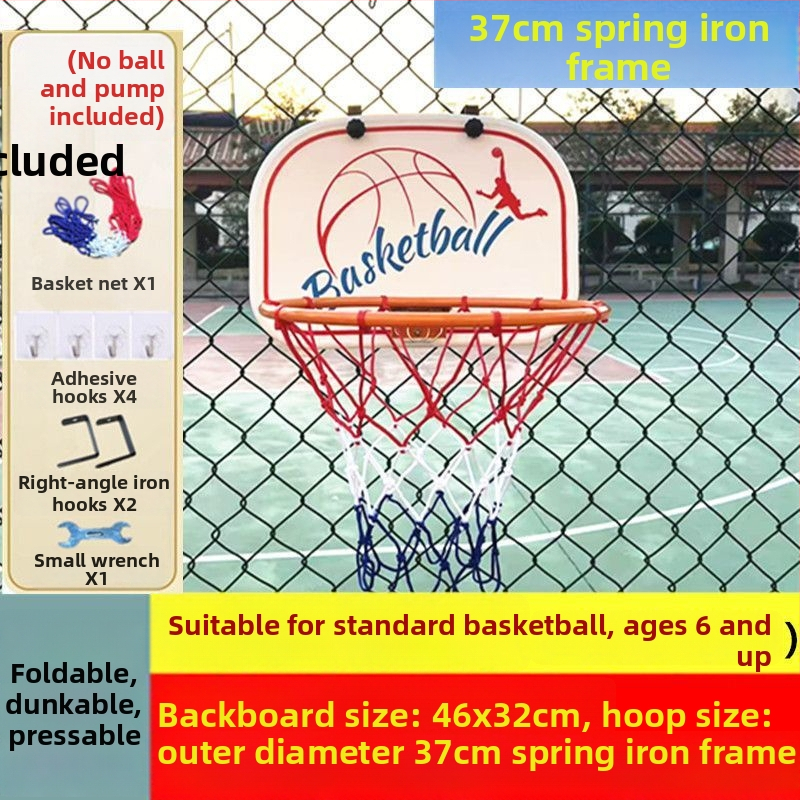 Összecsukható, hordozható kosárlabda kosár beltéri/kültéri használatra — öntöttvas konstrukció, kampó típusú felszerelés, tömeg 1,5 kg, tartozékok: háló, kampó és csavarok