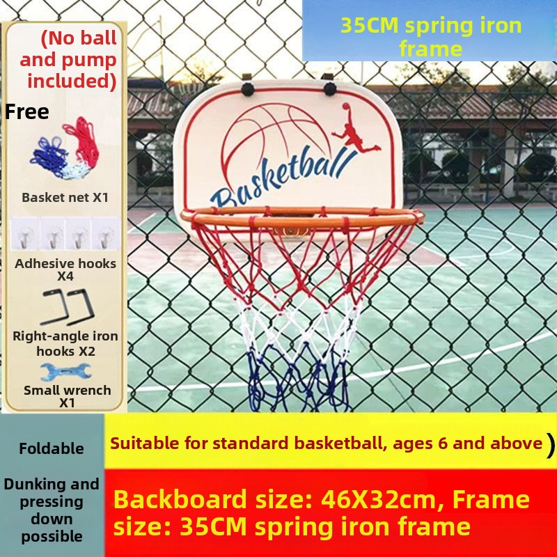 Összecsukható, hordozható kosárlabda kosár beltéri/kültéri használatra — öntöttvas konstrukció, kampó típusú felszerelés, tömeg 1,5 kg, tartozékok: háló, kampó és csavarok