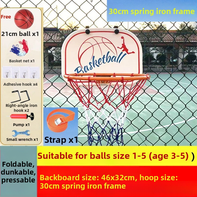 Összecsukható, hordozható kosárlabda kosár beltéri/kültéri használatra — öntöttvas konstrukció, kampó típusú felszerelés, tömeg 1,5 kg, tartozékok: háló, kampó és csavarok