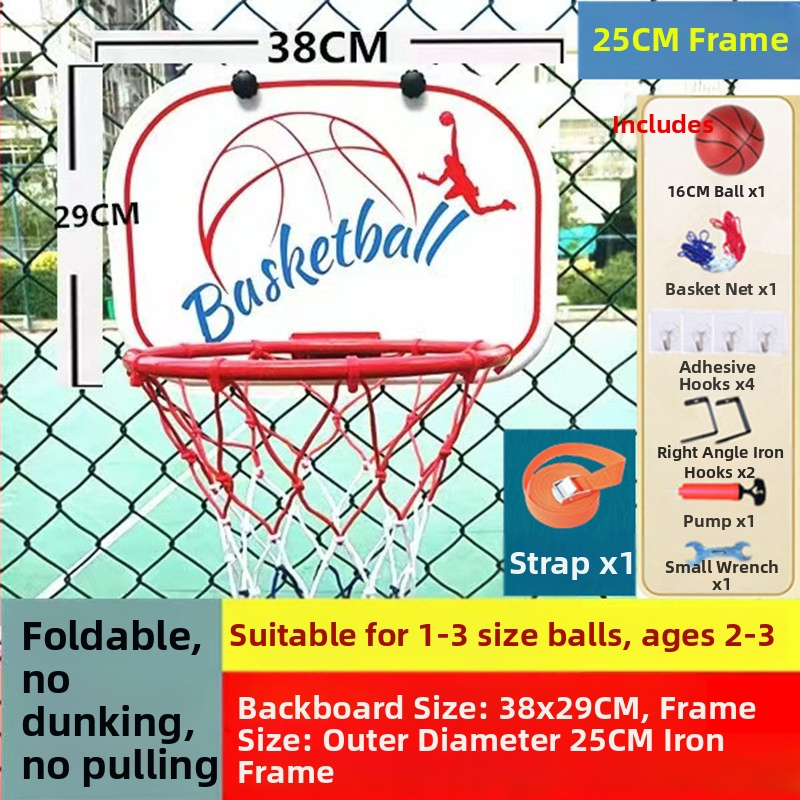 Összecsukható, hordozható kosárlabda kosár beltéri/kültéri használatra — öntöttvas konstrukció, kampó típusú felszerelés, tömeg 1,5 kg, tartozékok: háló, kampó és csavarok