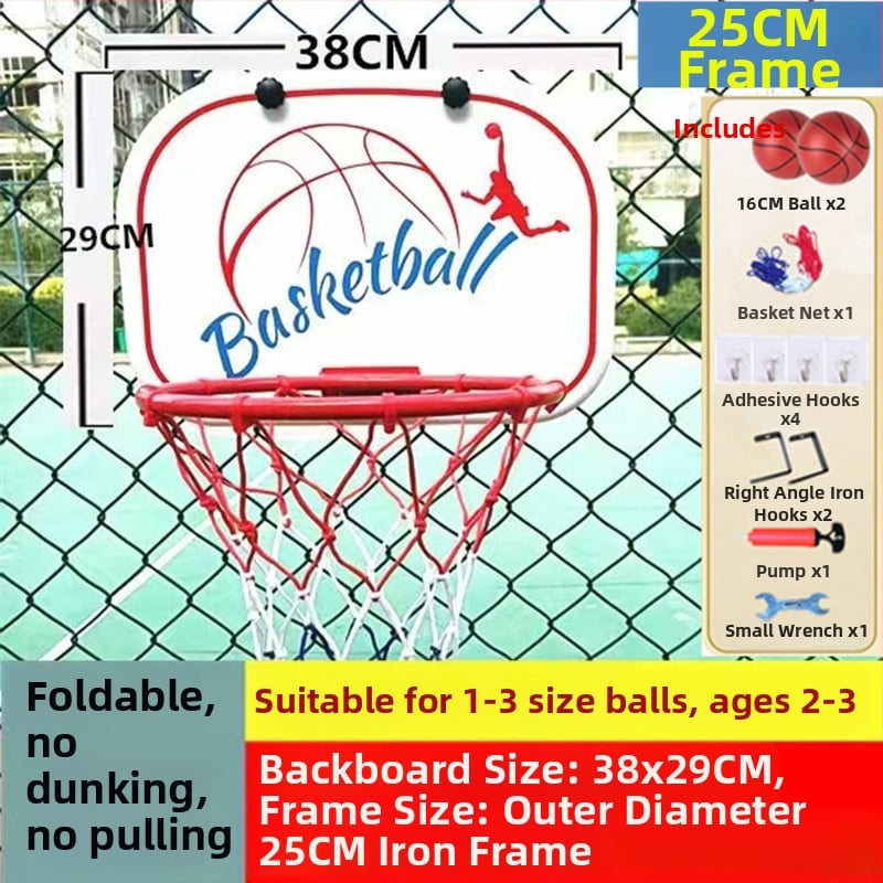 Összecsukható, hordozható kosárlabda kosár beltéri/kültéri használatra — öntöttvas konstrukció, kampó típusú felszerelés, tömeg 1,5 kg, tartozékok: háló, kampó és csavarok