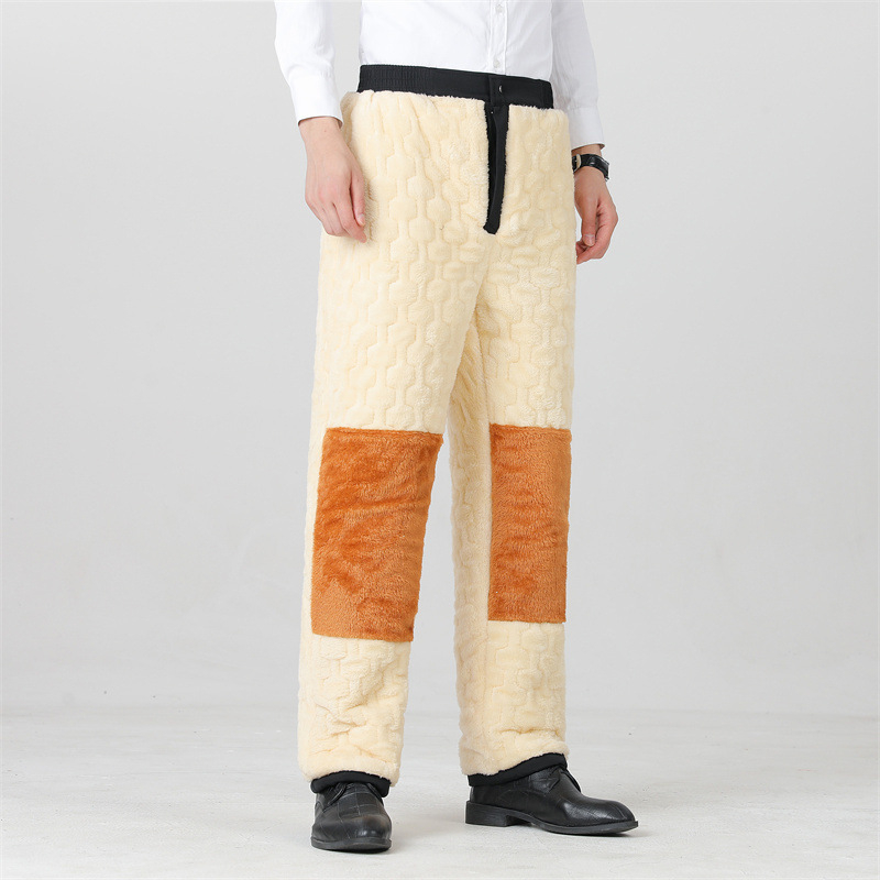 Muške hlače poslovno casual stila, japanski retro stil, ravni kroj, zatvarač, fleece podstava, 100% svila/kasmir