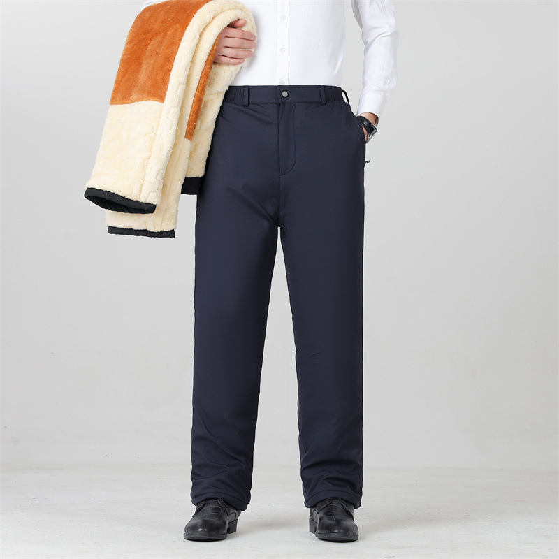 Muške hlače poslovno casual stila, japanski retro stil, ravni kroj, zatvarač, fleece podstava, 100% svila/kasmir