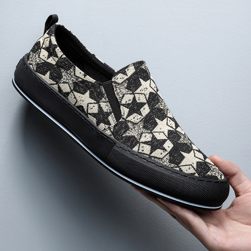 Muške platnene Slip-On tenisice - prozračne, casual, gumeni potplat, PU ulošak